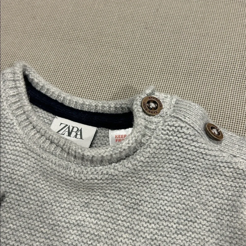 Zara Baby Cotton Knit Light Gray Sweater